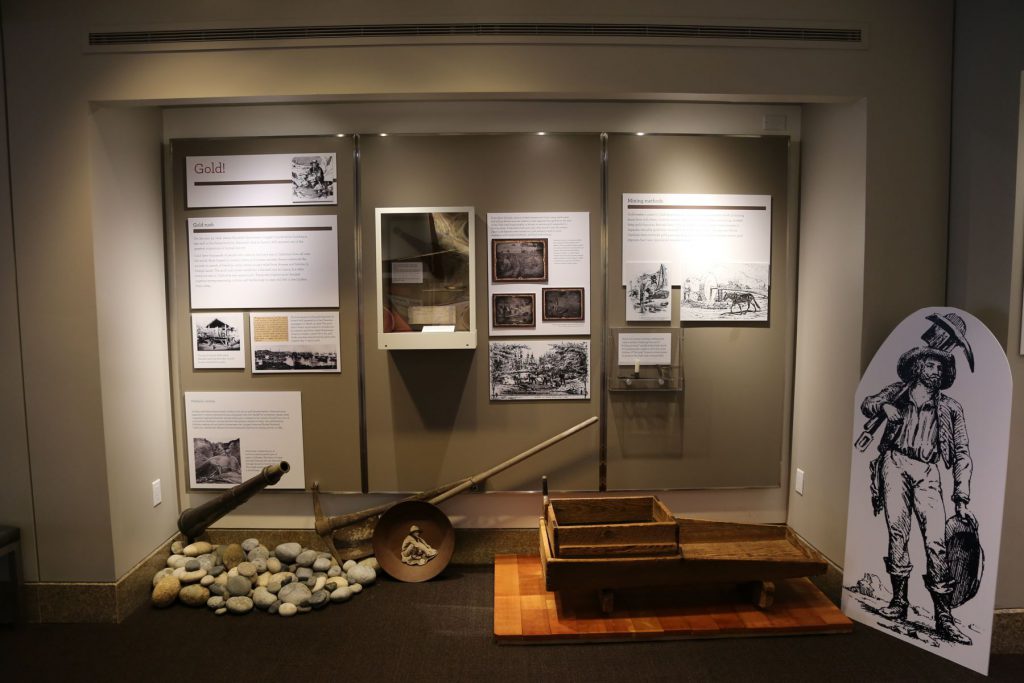 Display on the history of the California Gold Rush.