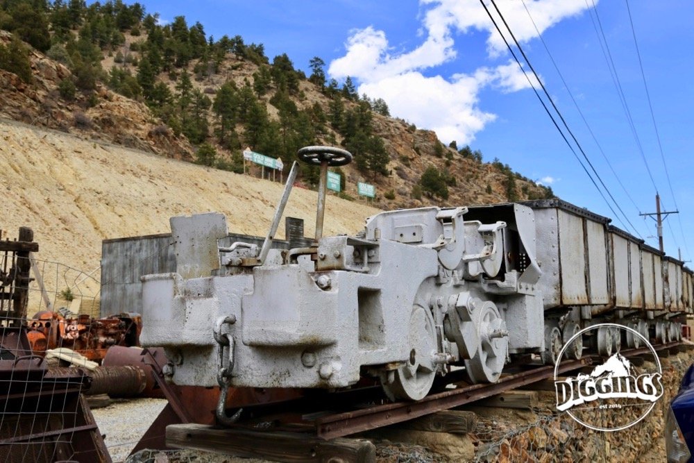 Electric locomotive and ore cars at the Argo Gold Mine & Mill, Idaho Springs, Colorado