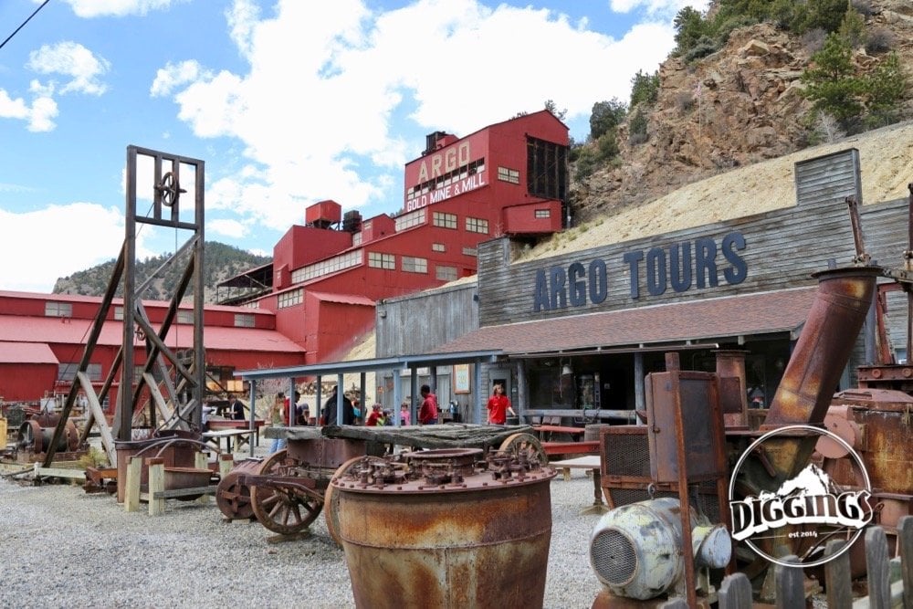 Outdoor mining equipment collection at the Argo Gold Mine & Mill, Idaho Springs, Colorado