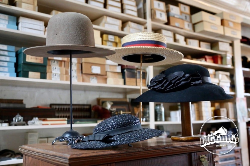 Hats on display at the Litsch General Store