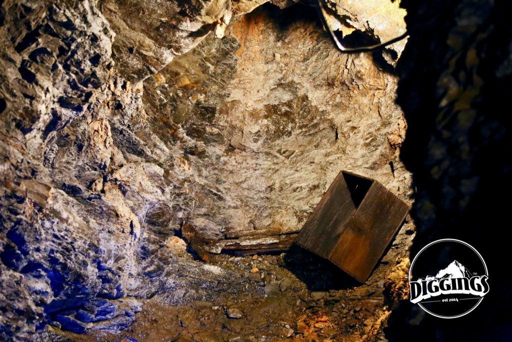 Crate left in place at the Crystal Gold Mine